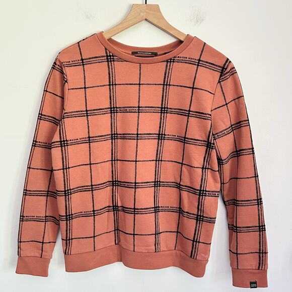 Scotch & Soda Tops - Scotch & Soda Plaid Crew Neck Cotton Pullover Top Size M Orange